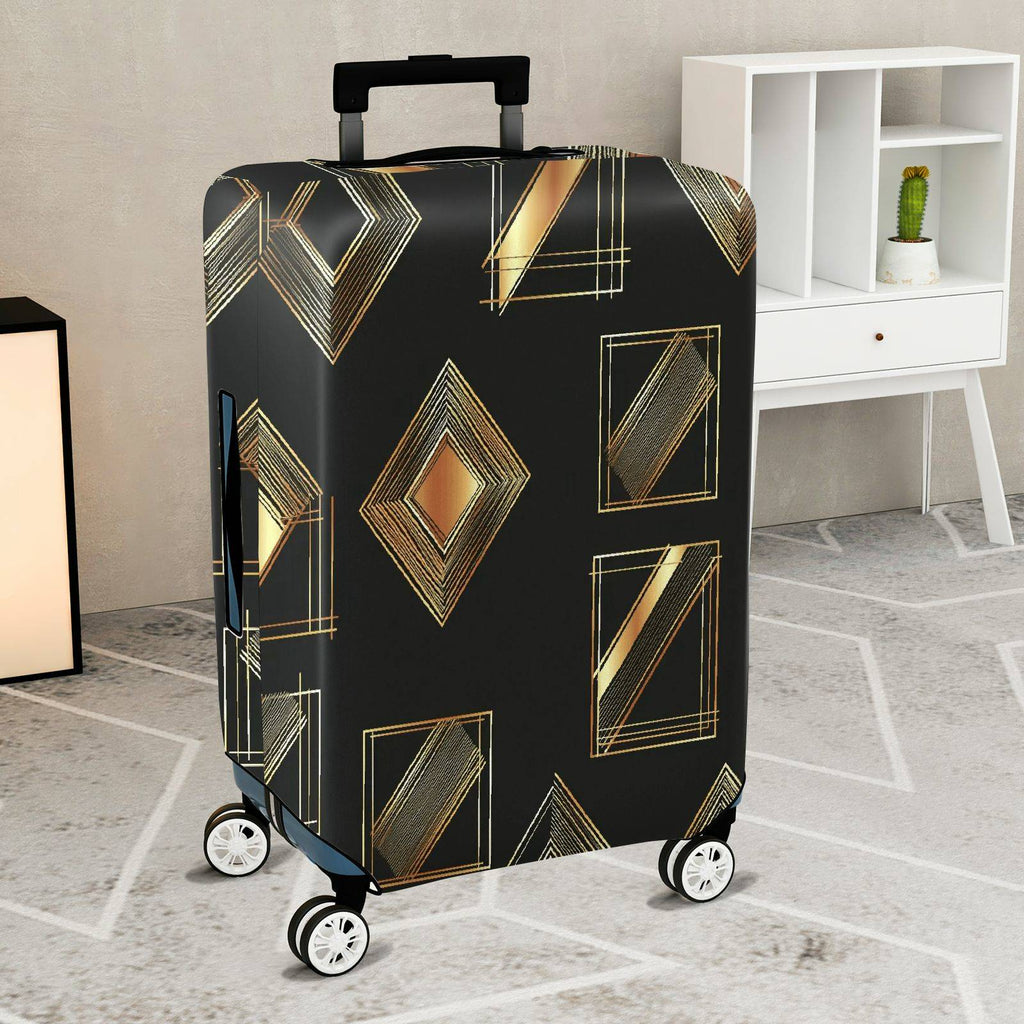 1-Piece Geometric Gold Metallic Abstract Elegant Stylish Artistic  Suitcase Luggage Cover, Stretch Protective Sleeve
