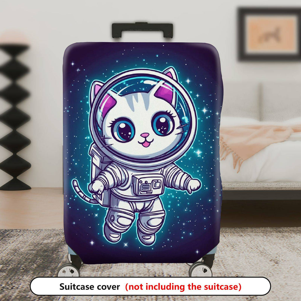 1-Piece Cosmic Kitty Astronaut Space Galaxy Stars  Suitcase Luggage Cover, Stretch Protective Sleeve