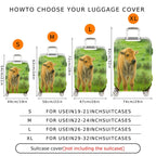 1-Piece Animal Grass Scenery Nature Green  Suitcase Luggage Cover, Stretch Protective Sleeve