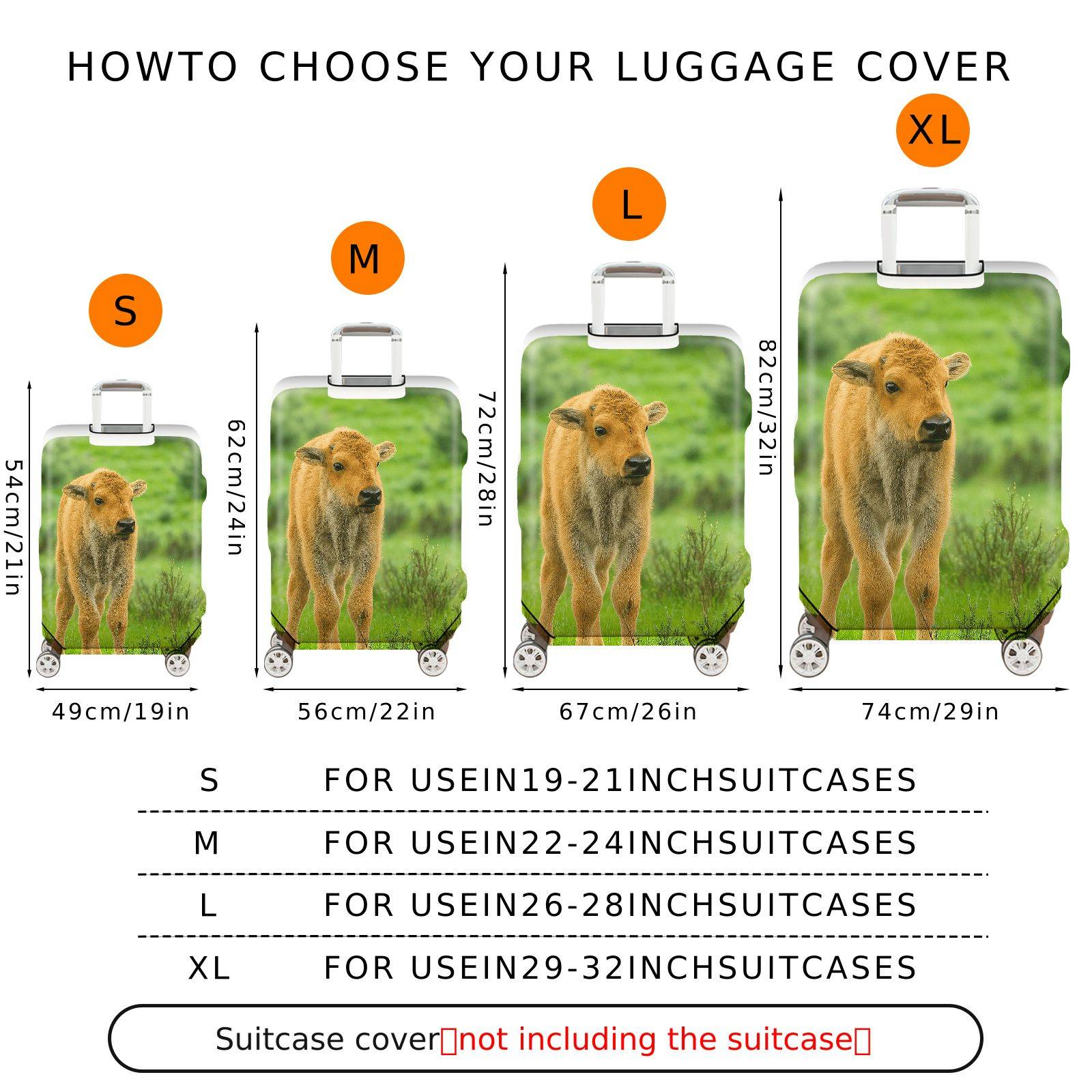 1-Piece Animal Grass Scenery Nature Green  Suitcase Luggage Cover, Stretch Protective Sleeve