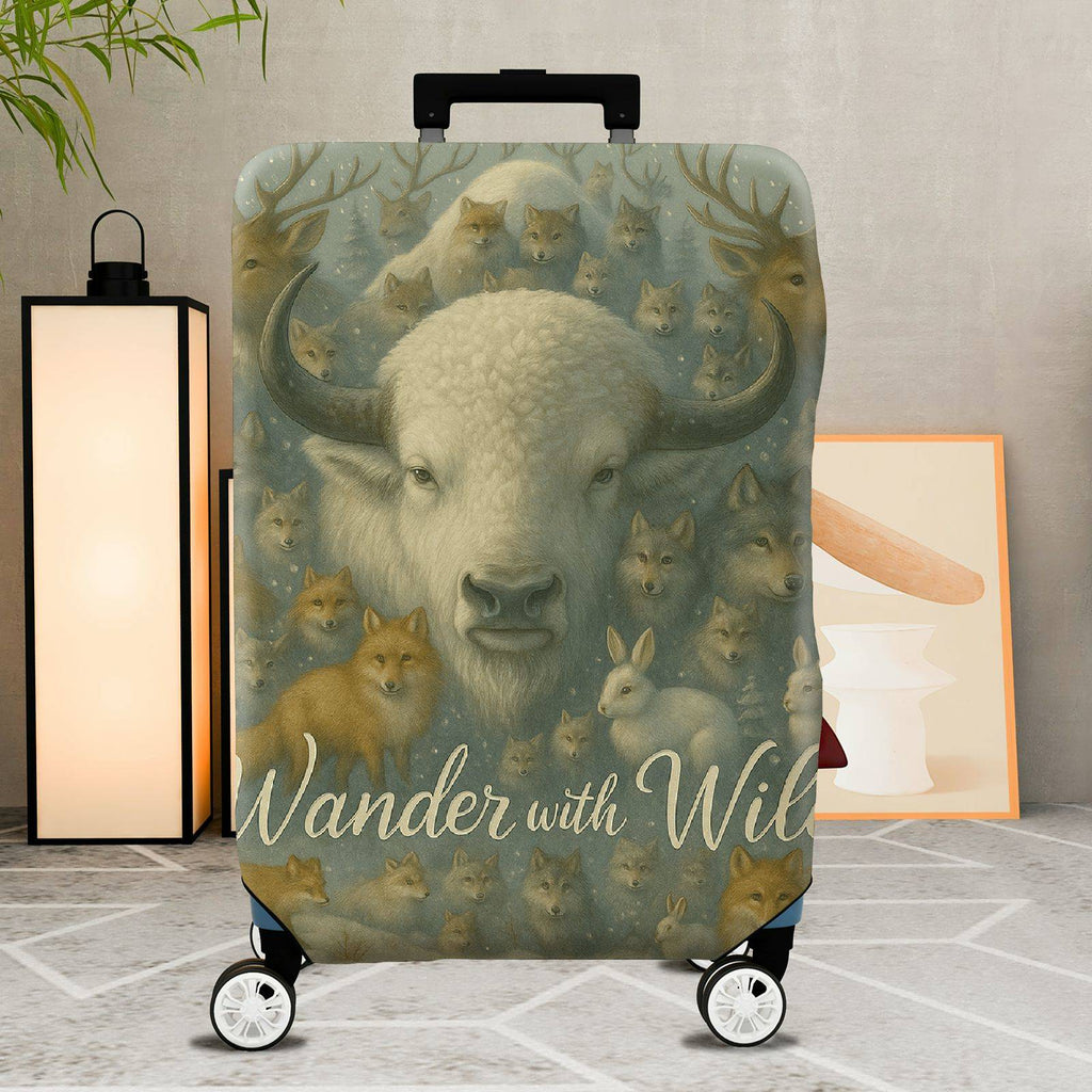 1-Piece Animal Buffalo Deer Wolf Rabbit Fox  Suitcase Luggage Cover, Stretch Protective Sleeve