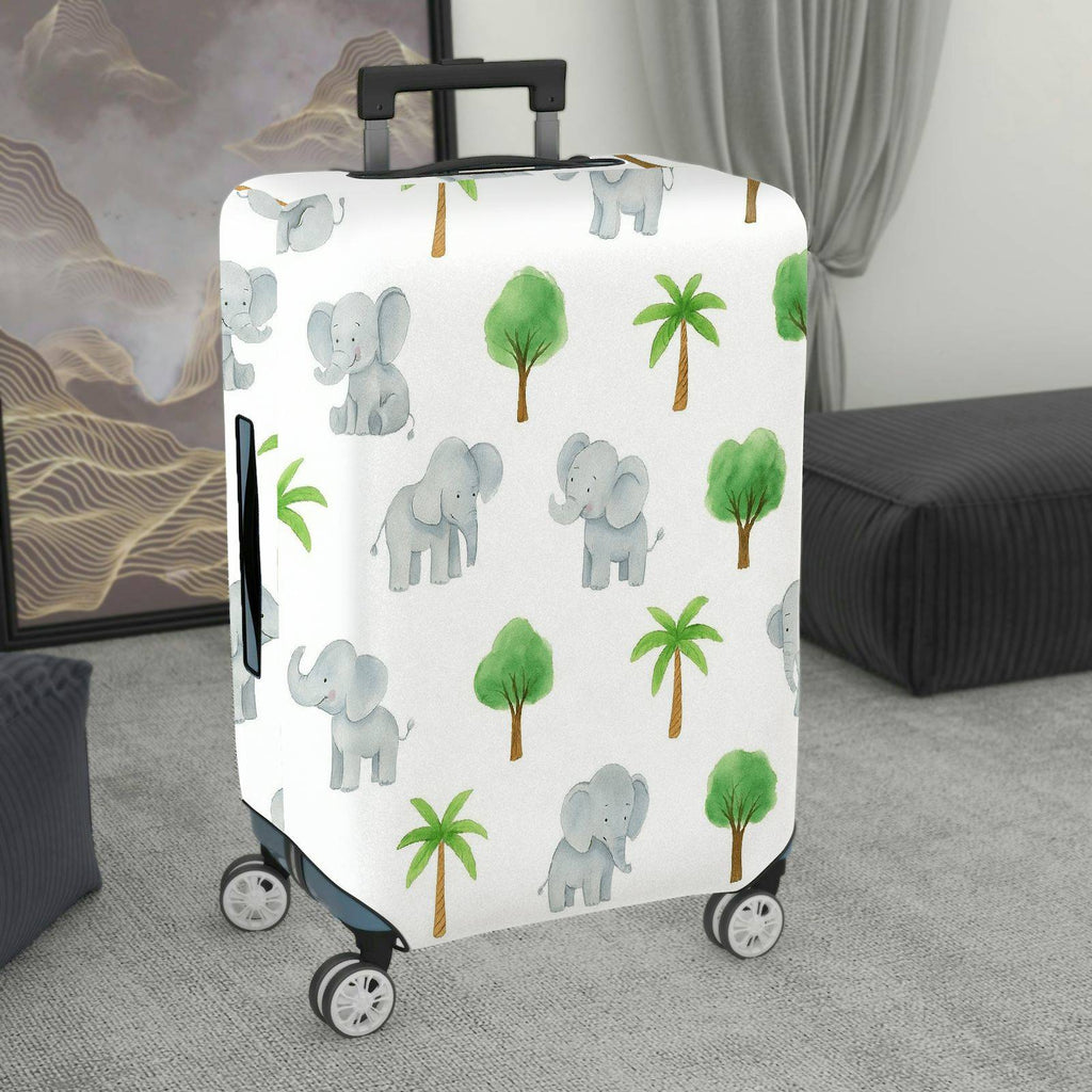 1-Piece Cute Elephant  Tree Plant Jungle  Suitcase Luggage Cover, Stretch Protective Sleeve