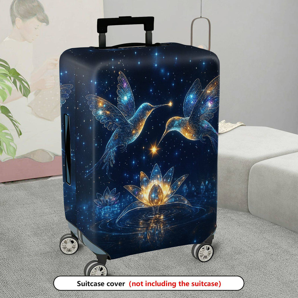1-Piece Cosmic Hummingbird Starry Flower Universe Glitter  Suitcase Luggage Cover, Stretch Protective Sleeve