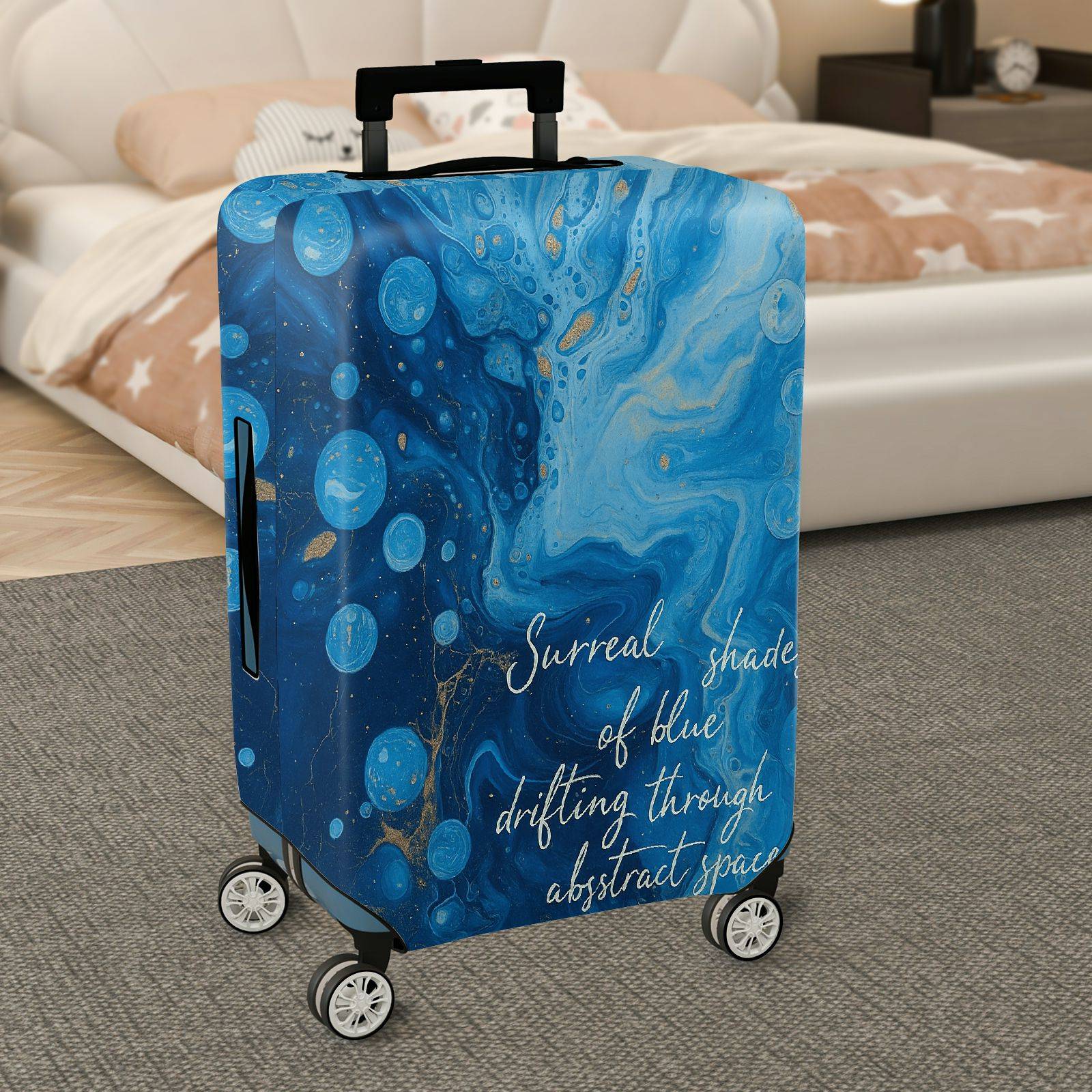 1-Piece Abstract Blue Artistic Bubble Surreal Dreamy  Suitcase Luggage Cover, Stretch Protective Sleeve