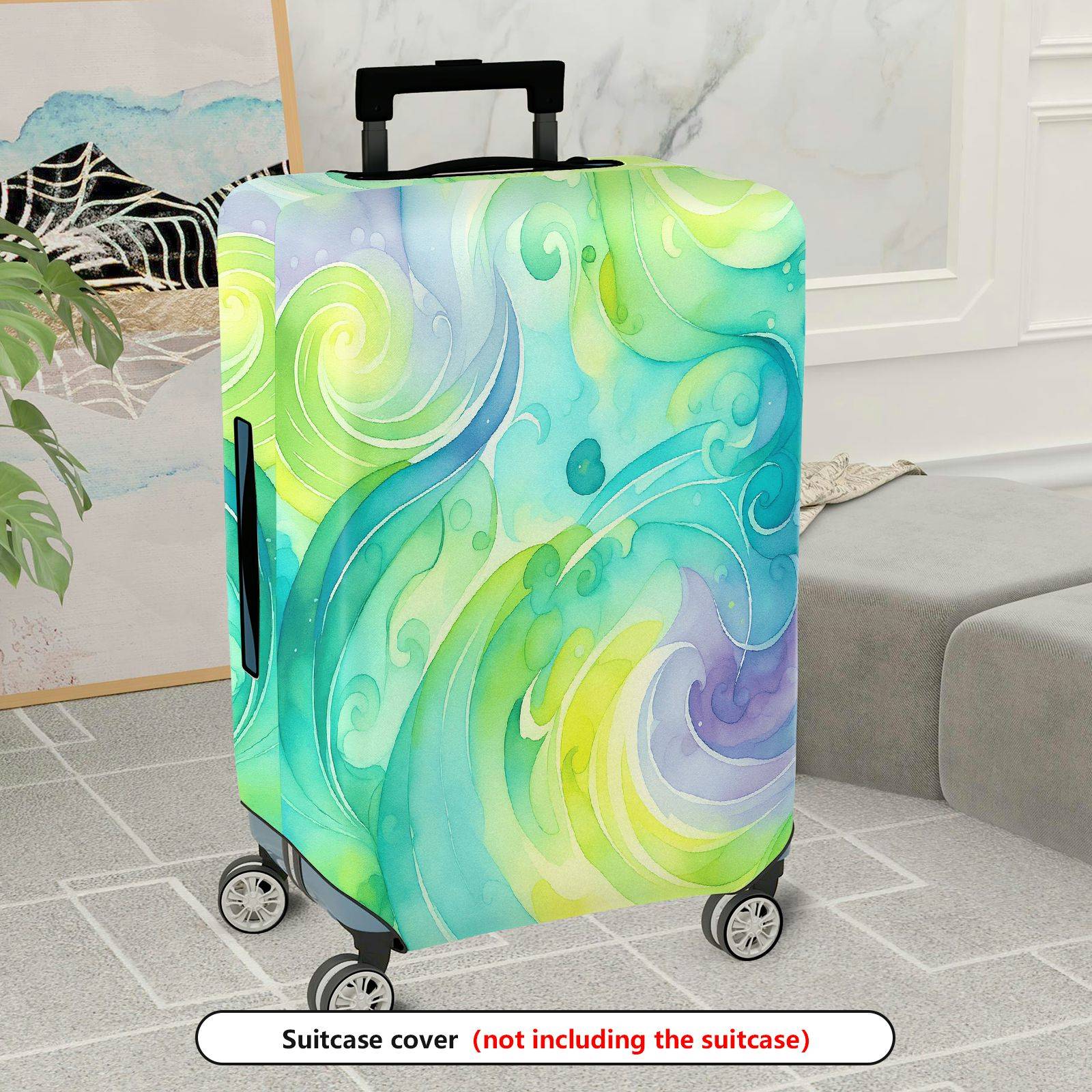 1-Piece Abstract Colorful Artistic Swirl Watercolor Pattern  Suitcase Luggage Cover, Stretch Protective Sleeve