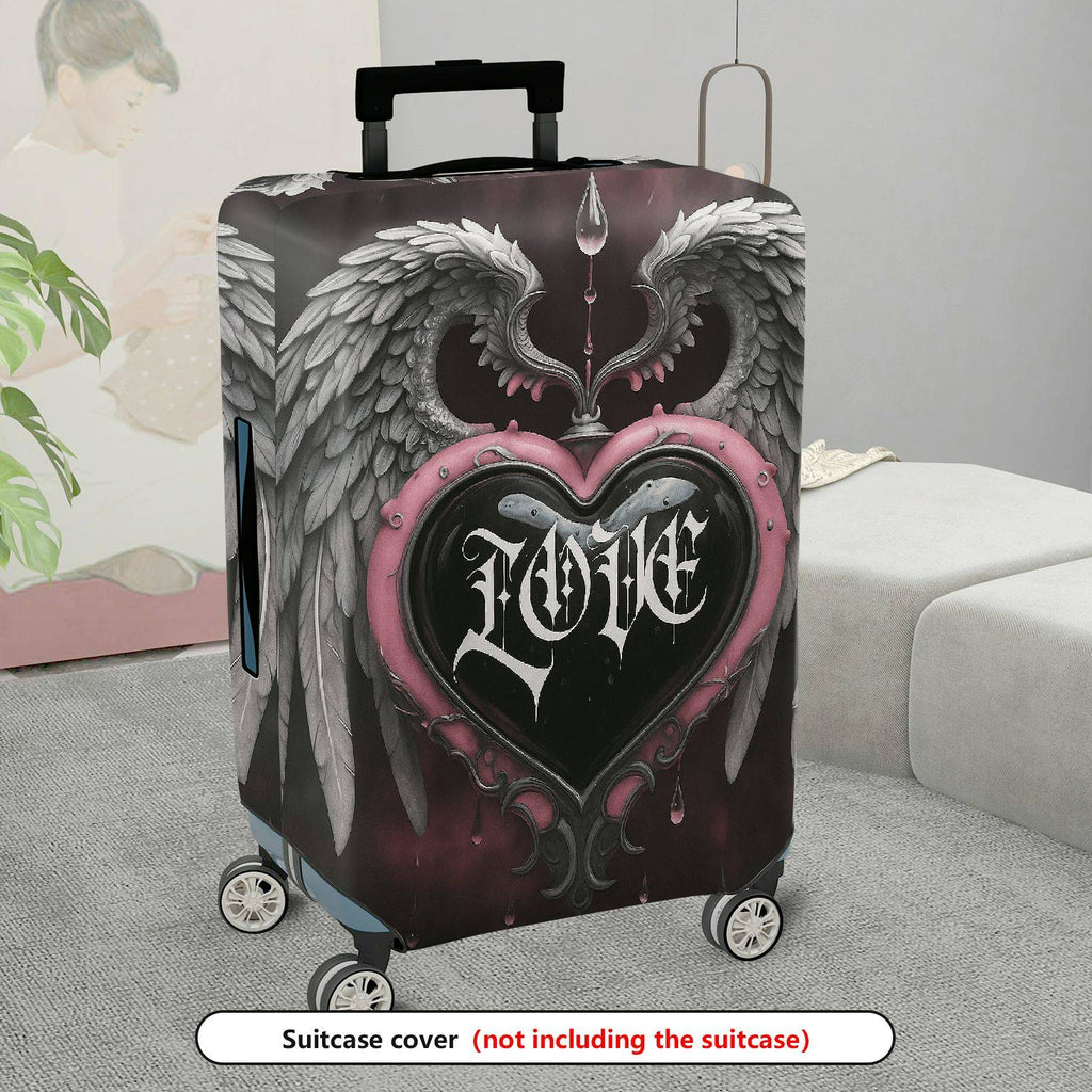 1-Piece Angel Heart Gothic Love Stylish  Suitcase Luggage Cover, Stretch Protective Sleeve
