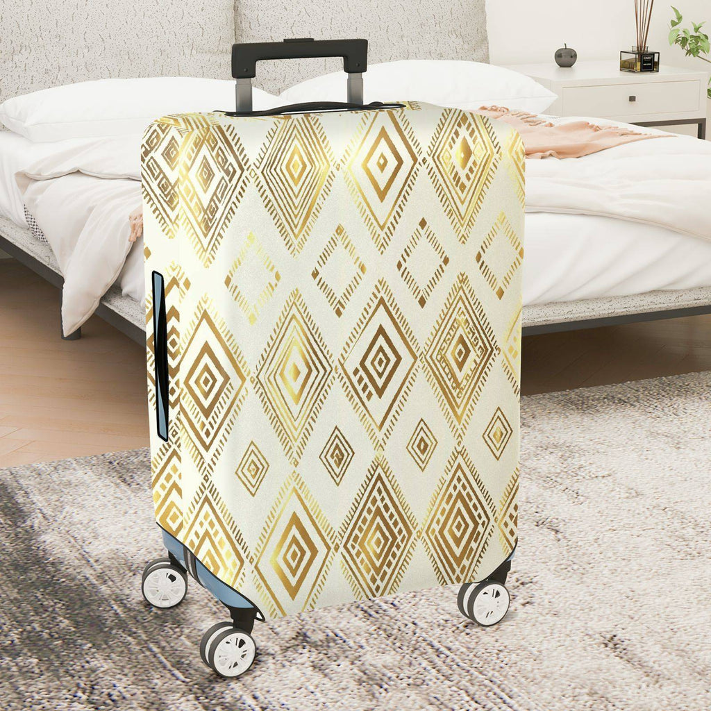 1-Piece Geometric Gold Diamond Pattern Travel Luggage  Suitcase Luggage Cover, Stretch Protective Sleeve