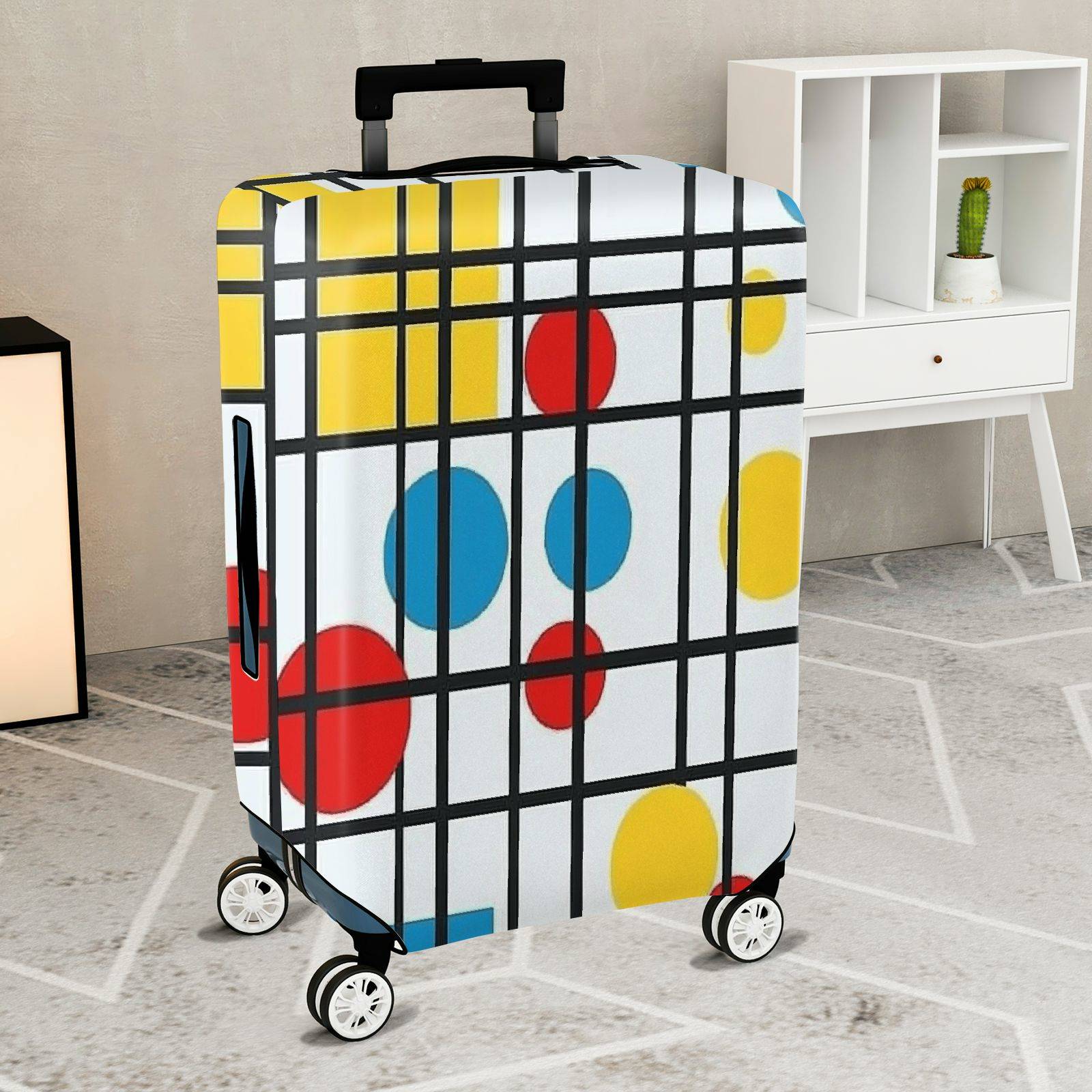 1-Piece Modern Abstract Geometric Colorful Artistic Stylish  Suitcase Luggage Cover, Stretch Protective Sleeve