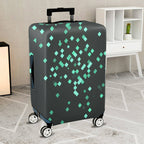 1-Piece Green Geometric Pattern Modern Stylish Chic Travel  Suitcase Luggage Cover, Stretch Protective Sleeve