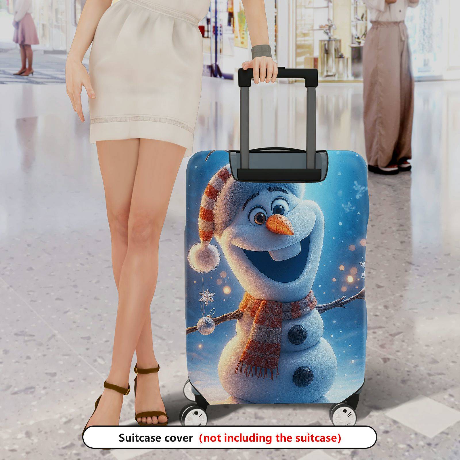 1-Piece Funny Snowman  Winter Holiday Christmas  Suitcase Luggage Cover, Stretch Protective Sleeve