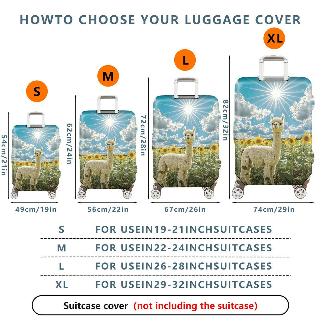 1-Piece Alpaca Sunflower Sky Cloud Nature  Suitcase Luggage Cover, Stretch Protective Sleeve