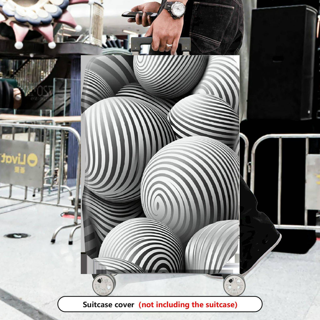 1-Piece Monochrome Striped Abstract Geometric Illusion Artistic  Suitcase Luggage Cover, Stretch Protective Sleeve