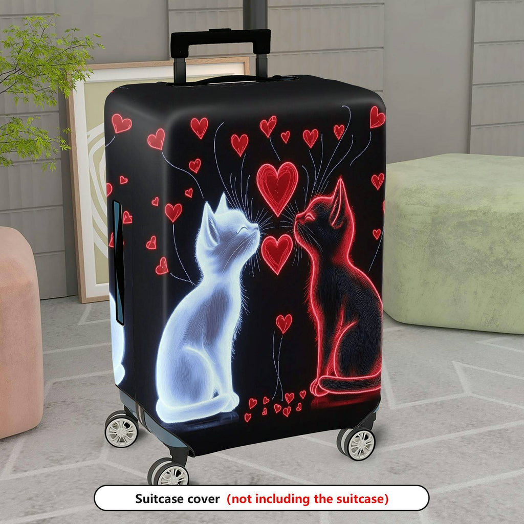 1-Piece Cat Heart Romantic Artistic Stylish  Suitcase Luggage Cover, Stretch Protective Sleeve