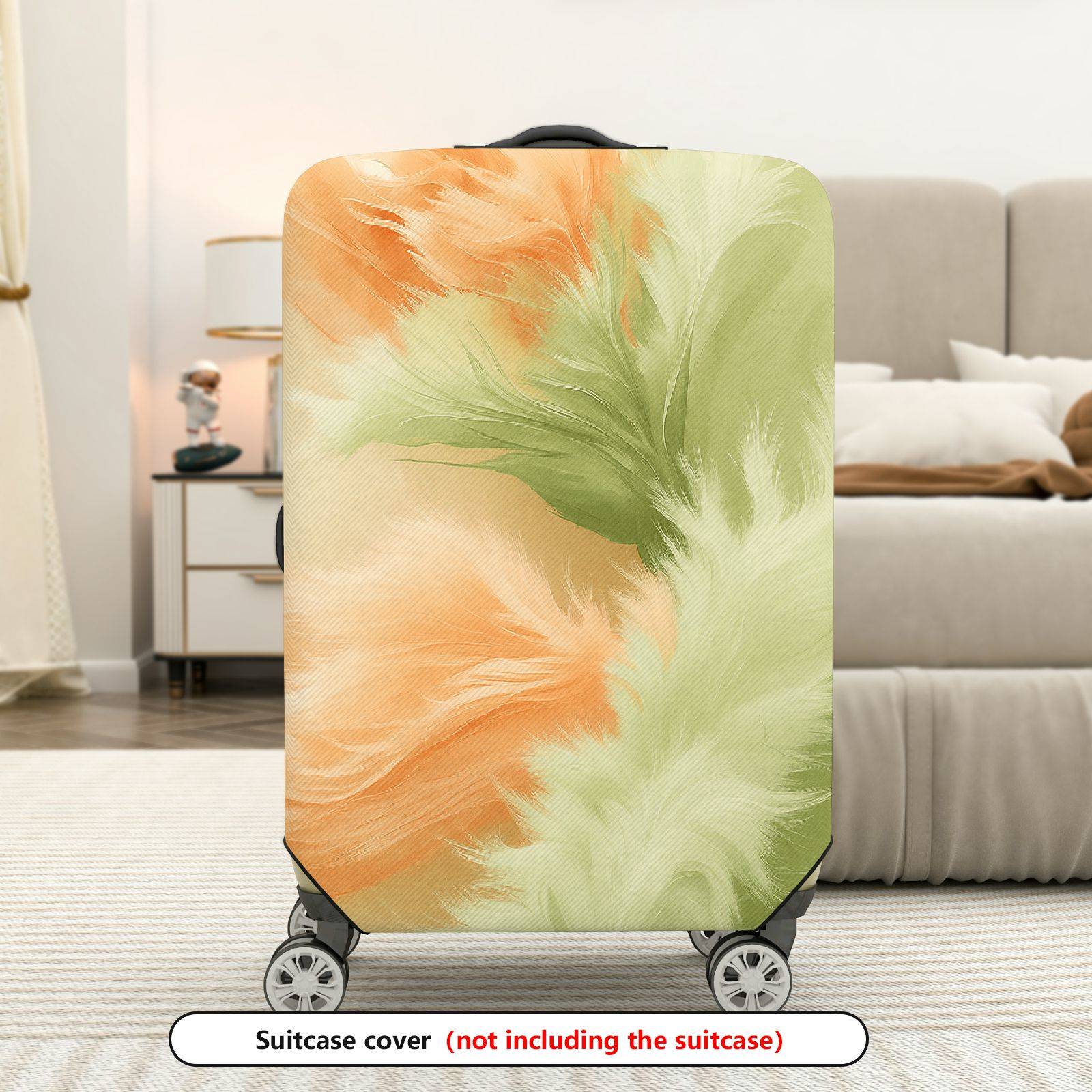 1-Piece Abstract Feather Pattern Pastel Art Style Vibrant  Suitcase Luggage Cover, Stretch Protective Sleeve
