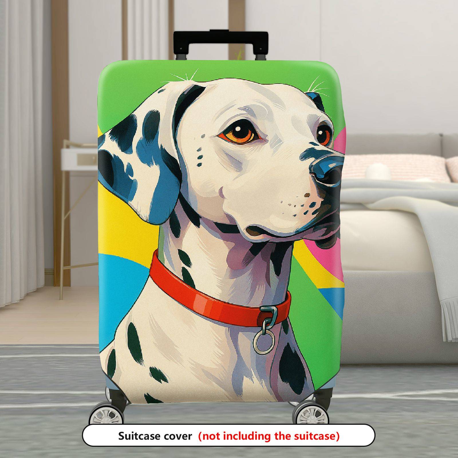 1-Piece Dalmatian Colorful Artistic Fun Vibrant Dog  Suitcase Luggage Cover, Stretch Protective Sleeve