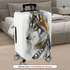 1-Piece Artistic Wolf Feather Pattern  Suitcase Luggage Cover, Stretch Protective Sleeve