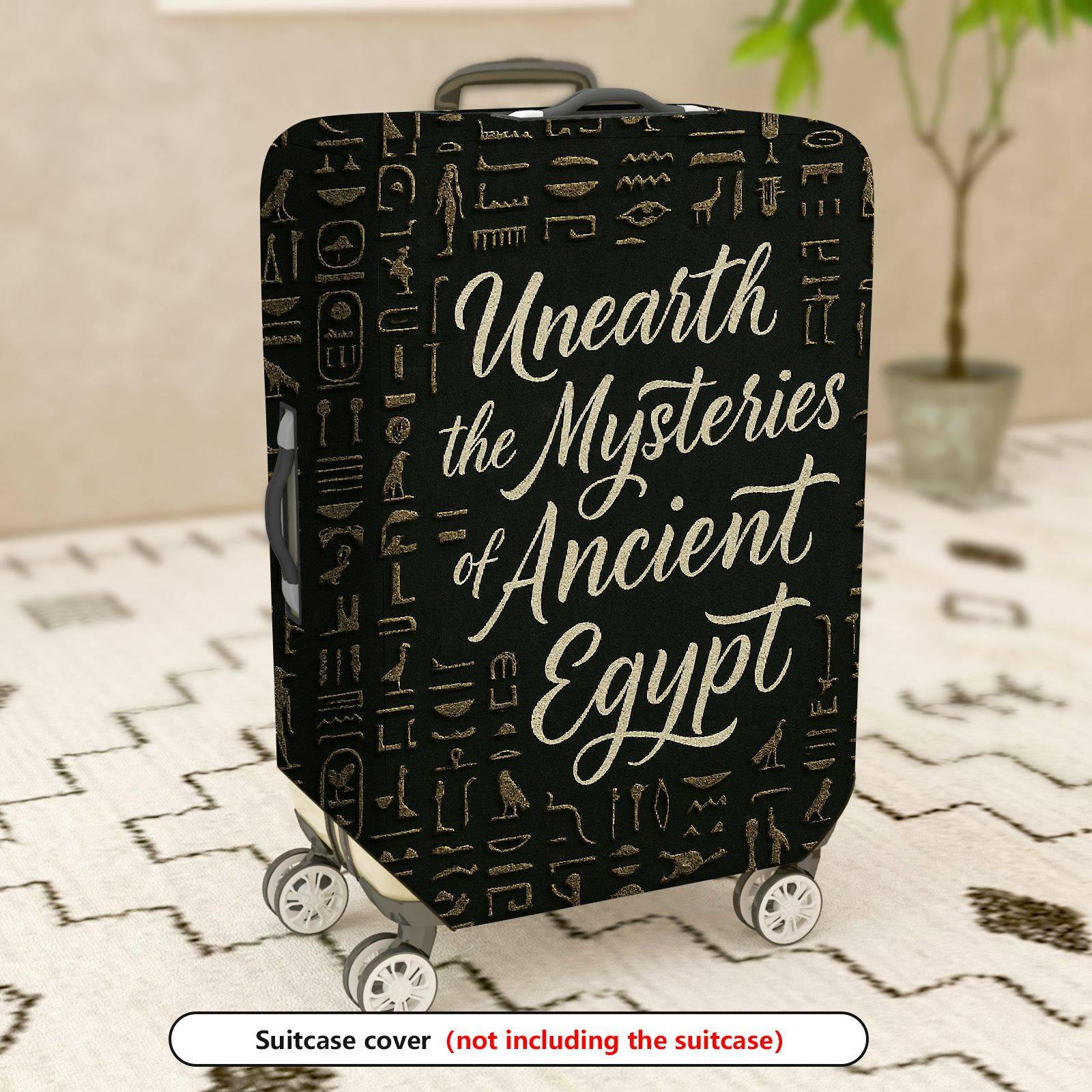 1-Piece Ancient Egypt Mysteries Hieroglyphics Travel Stylish Art  Suitcase Luggage Cover, Stretch Protective Sleeve