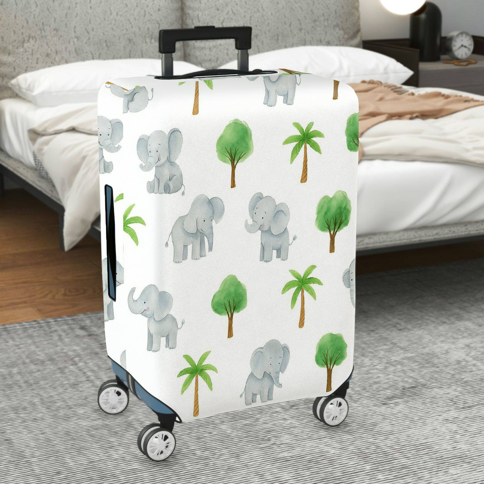 1-Piece Cute Elephant  Tree Plant Jungle  Suitcase Luggage Cover, Stretch Protective Sleeve
