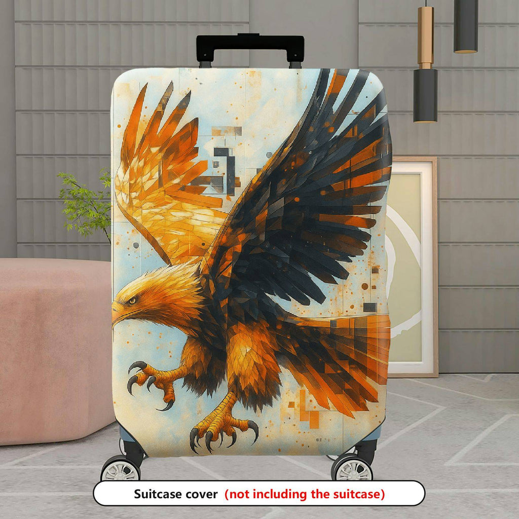 1-Piece Stylish Colorful Eagle Modern Art Geometric Travel  Suitcase Luggage Cover, Stretch Protective Sleeve