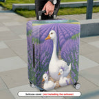 1-Piece Goose Lavender Family Purple Scenic Artistic  Suitcase Luggage Cover, Stretch Protective Sleeve