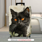 1-Piece Black Cat Artistic Nature Plant Minimalist  Suitcase Luggage Cover, Stretch Protective Sleeve