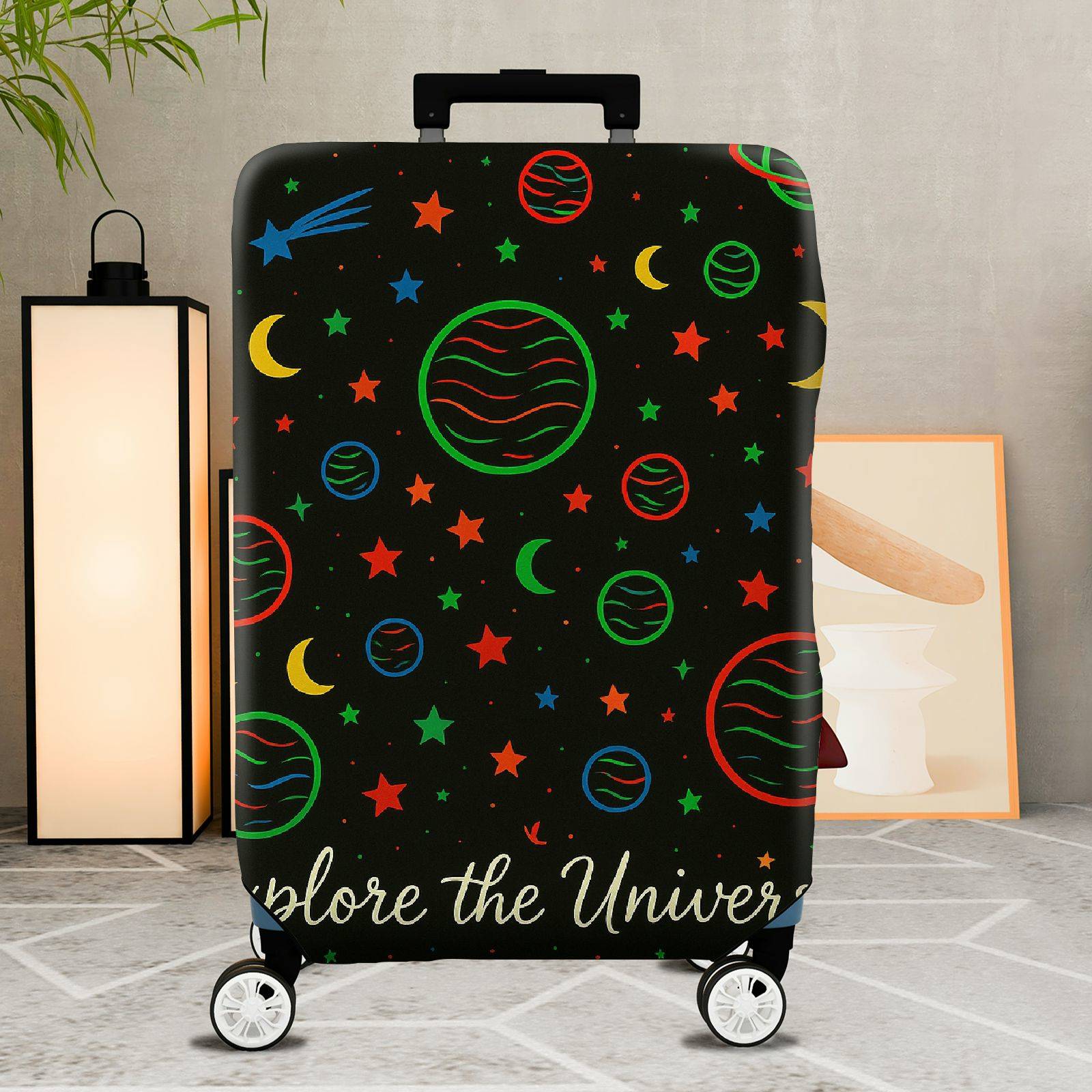1-Piece Cosmic Planet Star Moon Galaxy Space  Suitcase Luggage Cover, Stretch Protective Sleeve