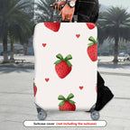 1-Piece Strawberry Heart Love White Red Green Pattern  Suitcase Luggage Cover, Stretch Protective Sleeve