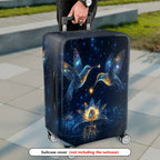 1-Piece Cosmic Hummingbird Starry Flower Universe Glitter  Suitcase Luggage Cover, Stretch Protective Sleeve