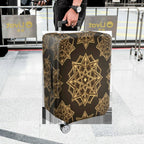 1-Piece Geometric Mandala Pattern Brown Gold Stylish Elegant Travel  Suitcase Luggage Cover, Stretch Protective Sleeve
