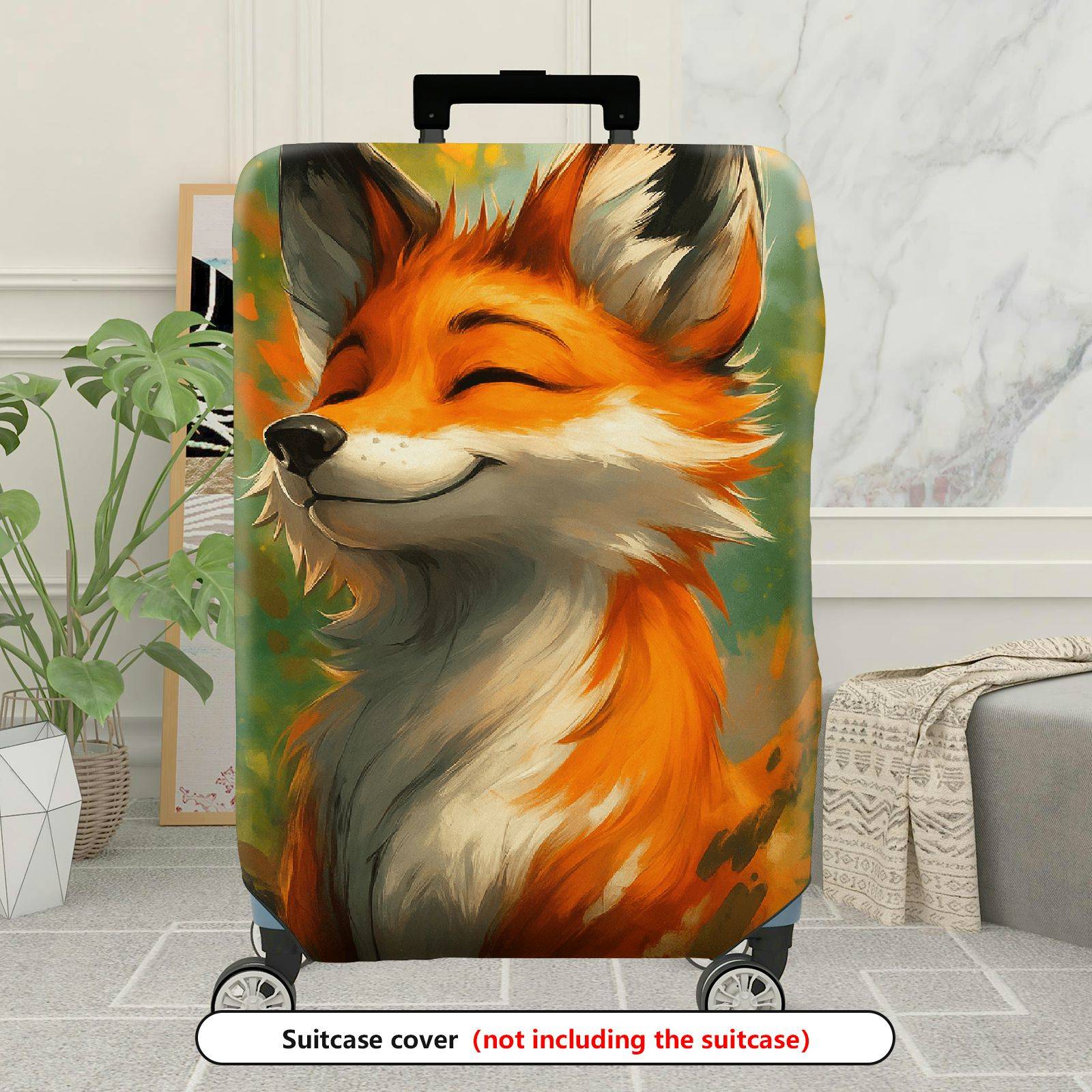 1-Piece Artistic Fox Forest Nature Woodland Animal Orange  Suitcase Luggage Cover, Stretch Protective Sleeve