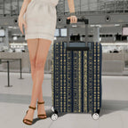 1-Piece Elegant Geometric Pattern Vertical Stripes Blue Gold  Suitcase Luggage Cover, Stretch Protective Sleeve