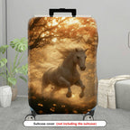 1-Piece Golden Forest Horse Fantasy Running Wildlife Artistic  Suitcase Luggage Cover, Stretch Protective Sleeve