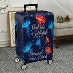 1-Piece Jellyfish Ocean Stars Colorful Cosmic Quote  Suitcase Luggage Cover, Stretch Protective Sleeve