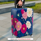 1-Piece Peony Floral Colorful Vibrant Decorative Artistic  Suitcase Luggage Cover, Stretch Protective Sleeve