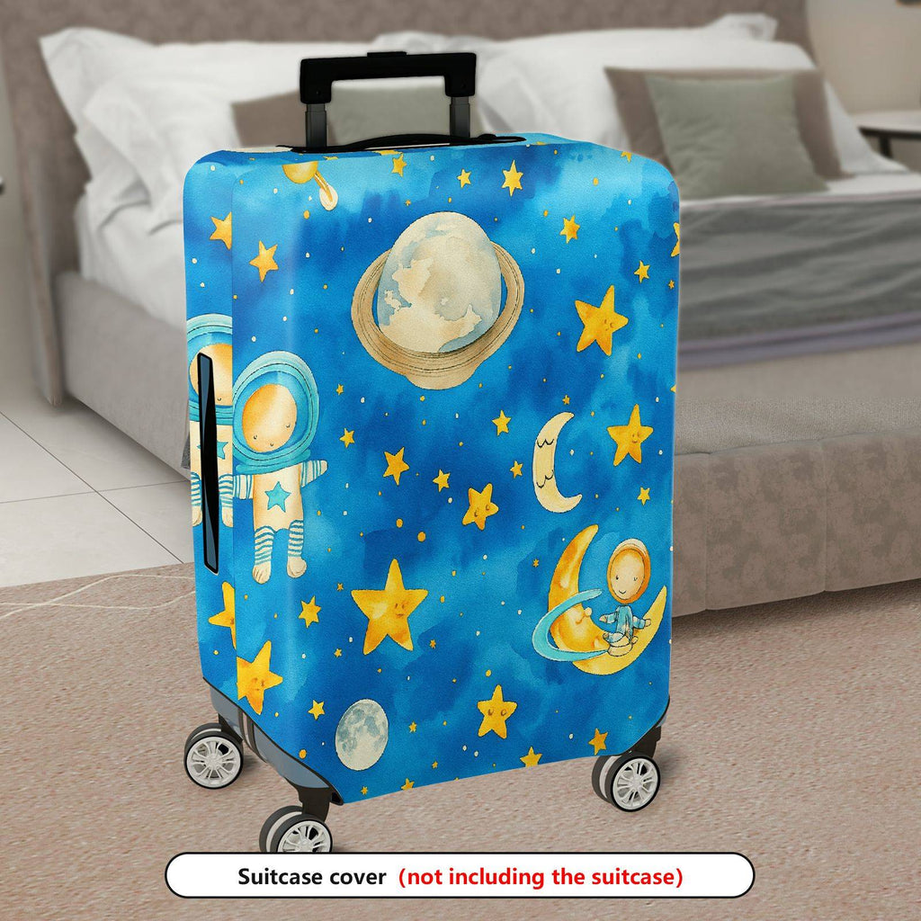 1-Piece Space Astronaut Moon Stars Galaxy Cosmic  Suitcase Luggage Cover, Stretch Protective Sleeve