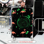 1-Piece Flamingo Geometric Spiral Pink Green Black  Suitcase Luggage Cover, Stretch Protective Sleeve