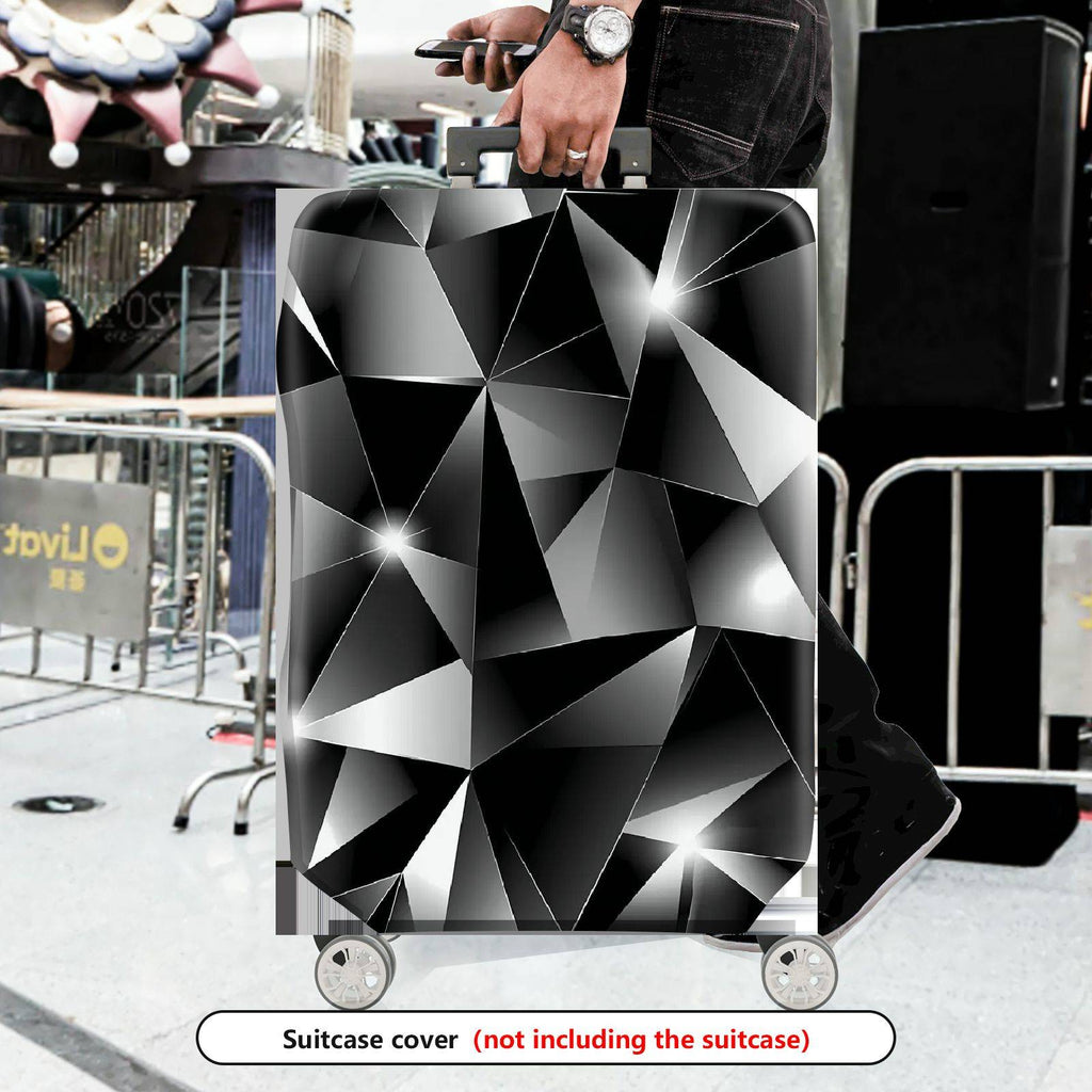 1-Piece Geometric Abstract Black Silver Modern Stylish Elegant  Suitcase Luggage Cover, Stretch Protective Sleeve