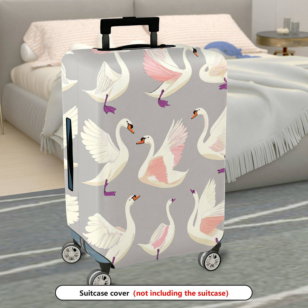 1-Piece Swan Feather Elegant Graceful Pink Artistic  Suitcase Luggage Cover, Stretch Protective Sleeve