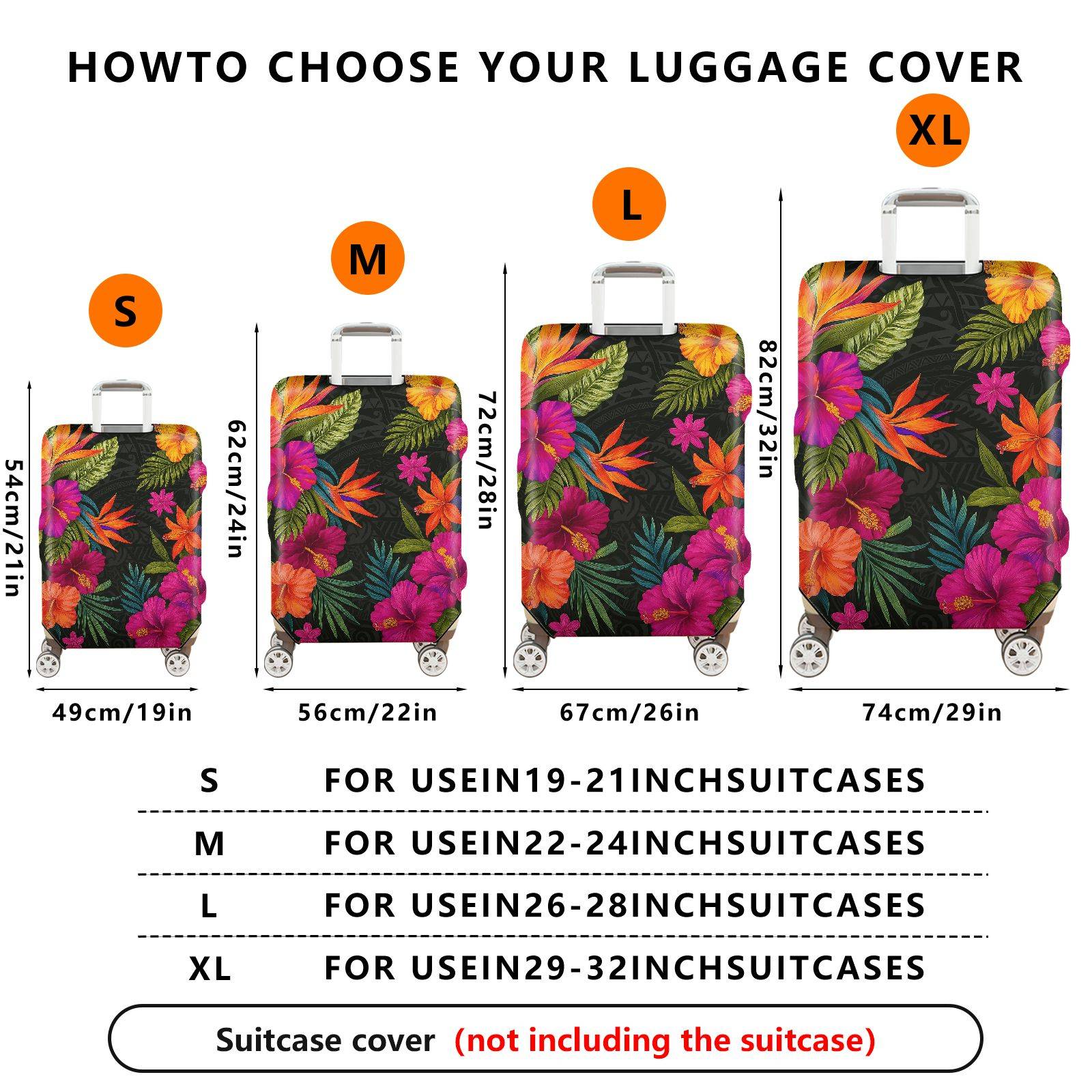 1-Piece A tropical floral jacket for jungle natural plants theme, suitable for business, travel,  Suitcase Luggage Cover, Stretch Protective Sleeve