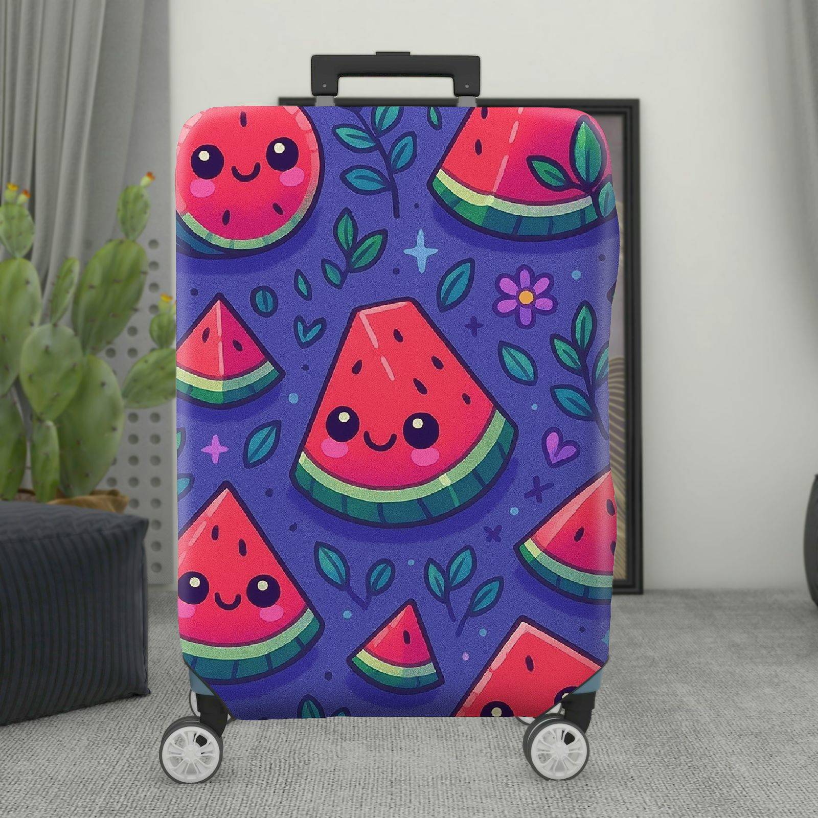 1-Piece Watermelon  Floral Colorful Fun  Suitcase Luggage Cover, Stretch Protective Sleeve