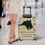 1-Piece Black Cat Book Plant Coffee Pen Artistic Vintage  Suitcase Luggage Cover, Stretch Protective Sleeve