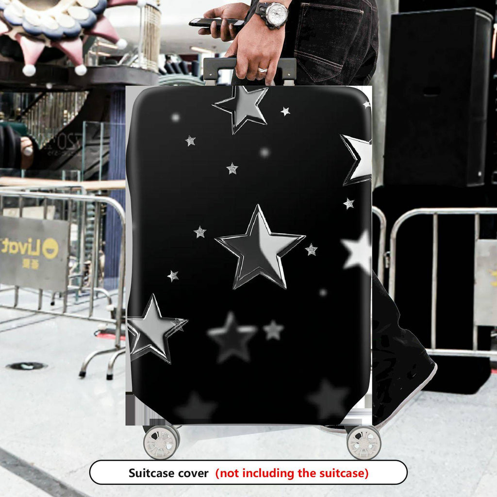 1-Piece Starry Night Black Silver Cosmic Shiny Celestial Astral  Suitcase Luggage Cover, Stretch Protective Sleeve
