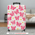 1-Piece Pink Butterfly Flower Travel Luggage  Suitcase Luggage Cover, Stretch Protective Sleeve