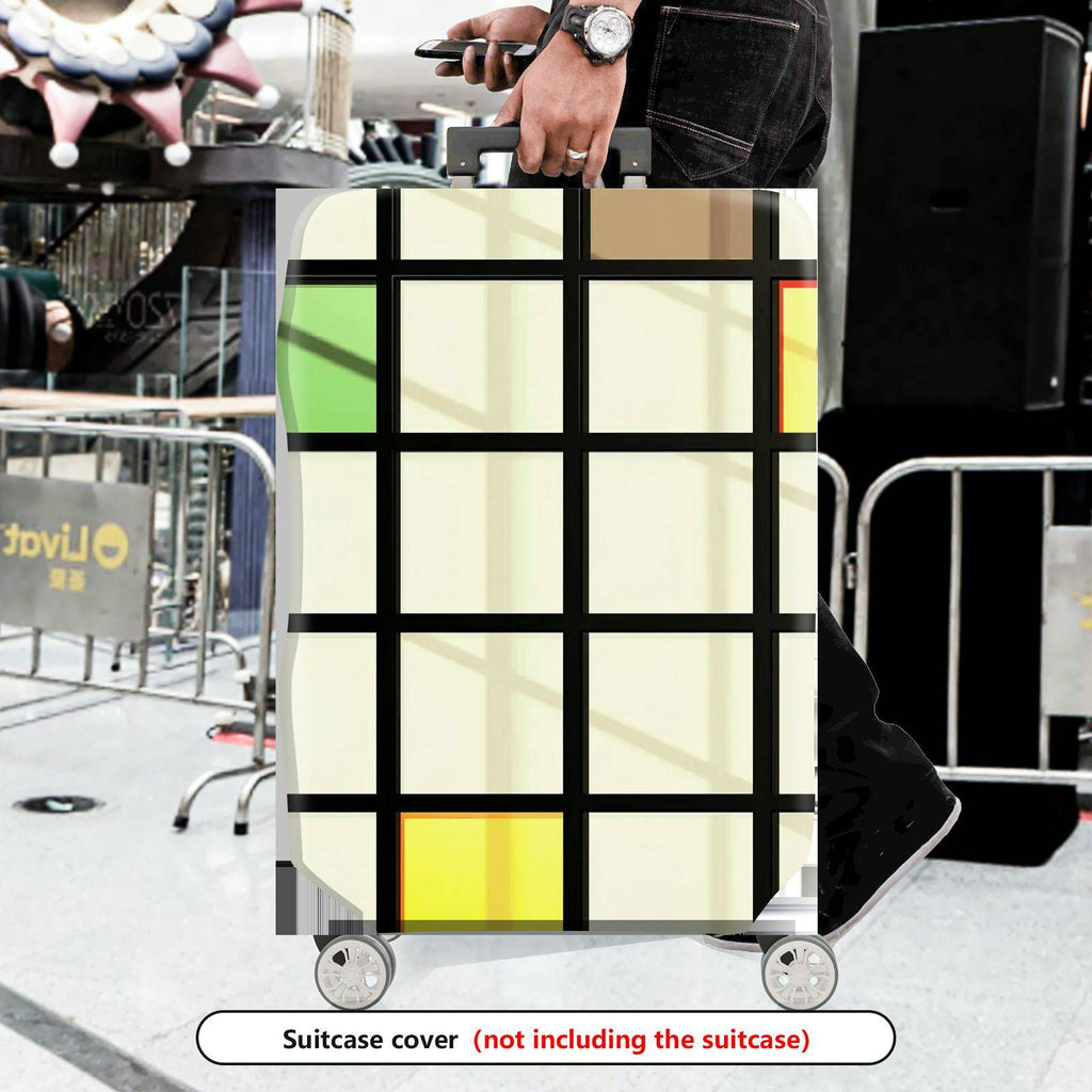 1-Piece Modern Art Geometric Multicolor Checkered Graphic  Suitcase Luggage Cover, Stretch Protective Sleeve