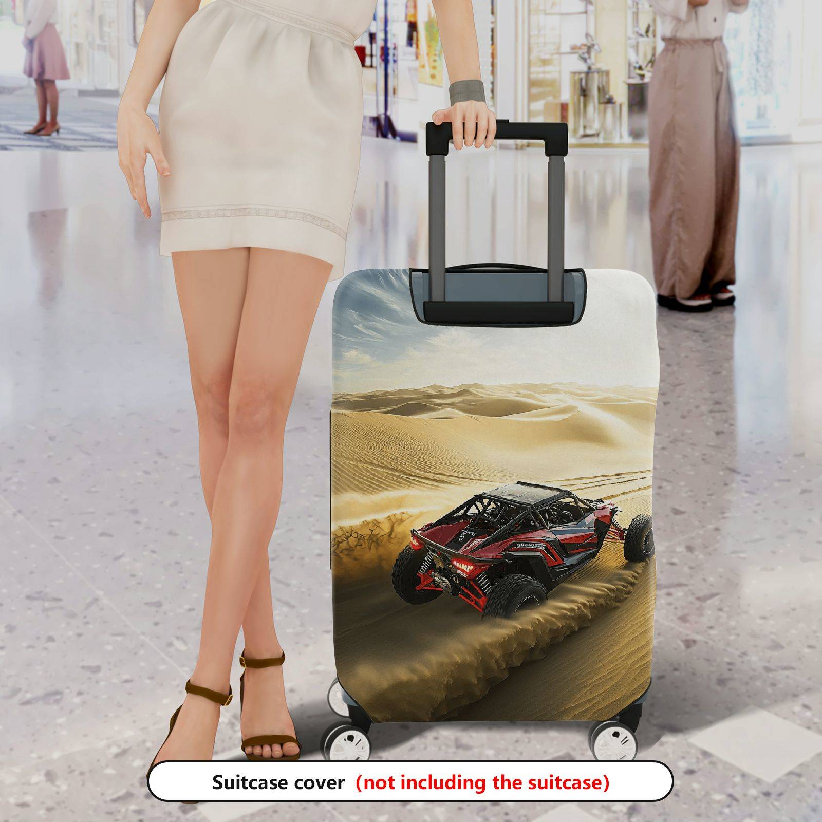 1-Piece Desert Racing Car Adventure Landscape Luggage  Suitcase Luggage Cover, Stretch Protective Sleeve