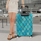 1-Piece Geometric Blue Diamond Abstract Artistic Modern Stylish  Suitcase Luggage Cover, Stretch Protective Sleeve