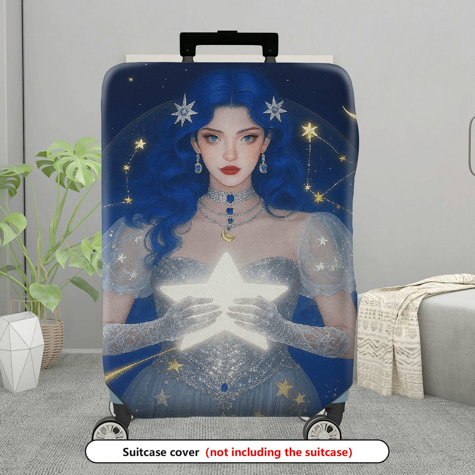1-Piece Cosmic Starry Night Fantasy Enchanting Mystical Star  Suitcase Luggage Cover, Stretch Protective Sleeve