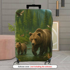 1-Piece Bear Forest Wildlife Scenic Nature Animal Landscape  Suitcase Luggage Cover, Stretch Protective Sleeve
