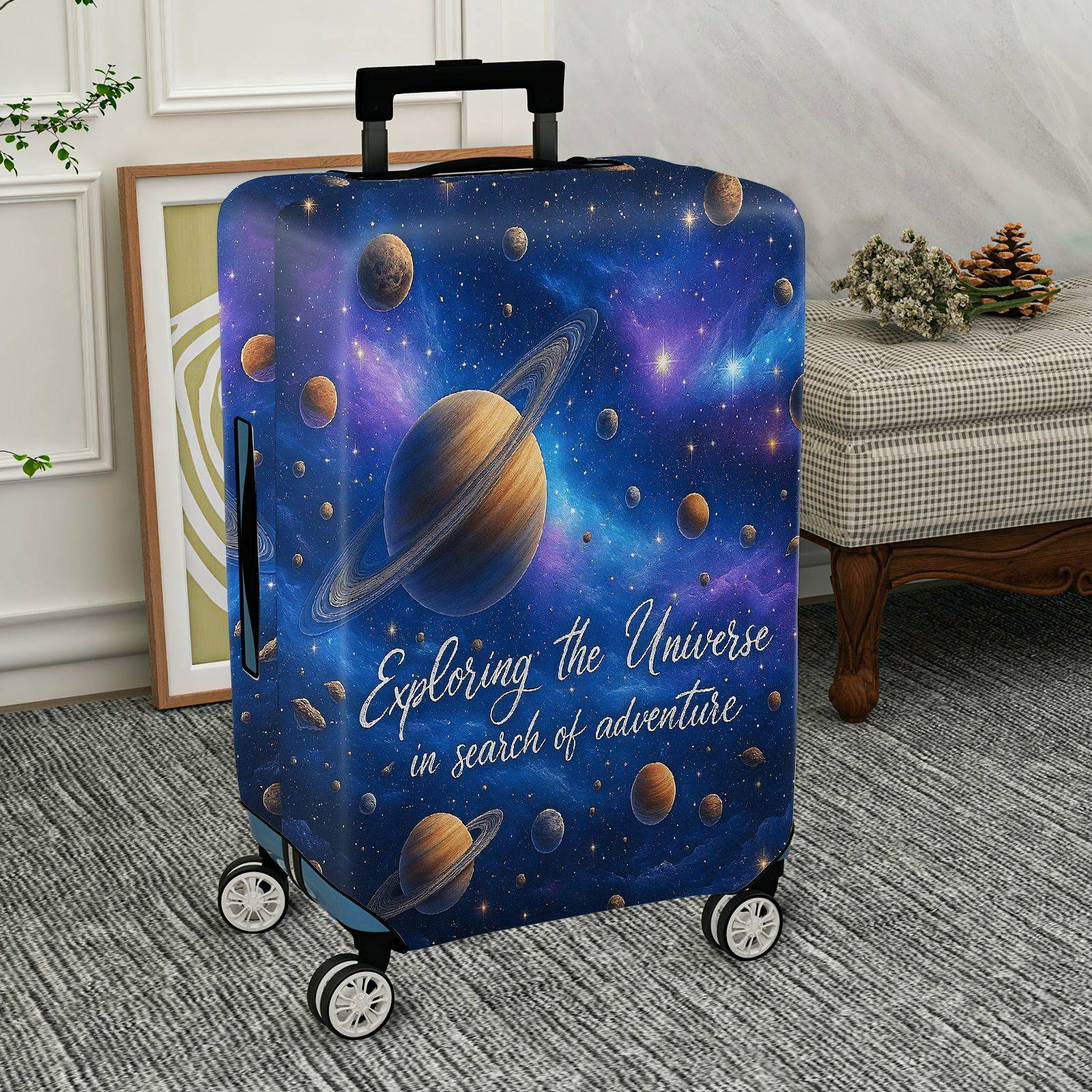1-Piece Cosmic Galaxy Star Planet Universe Adventure  Suitcase Luggage Cover, Stretch Protective Sleeve