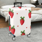 1-Piece Strawberry Heart Love White Red Green Pattern  Suitcase Luggage Cover, Stretch Protective Sleeve